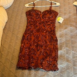 orange/brown homecoming dress. tags attached, never worn